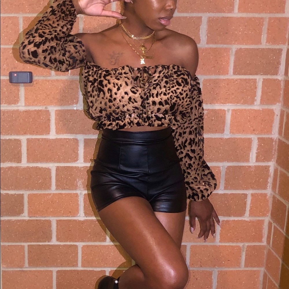 Leopard off the shoulder top